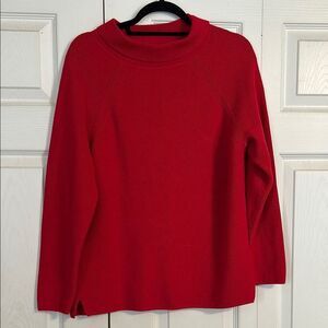 TALBOTS X-Large Petite Red Ribbed Turtleneck Sweater Pima Cotton Soft Stretch